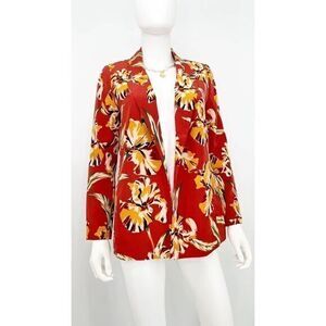 ANTHROPOLOGIE Daniel Rainn Red Floral Open Blazer XSMALL